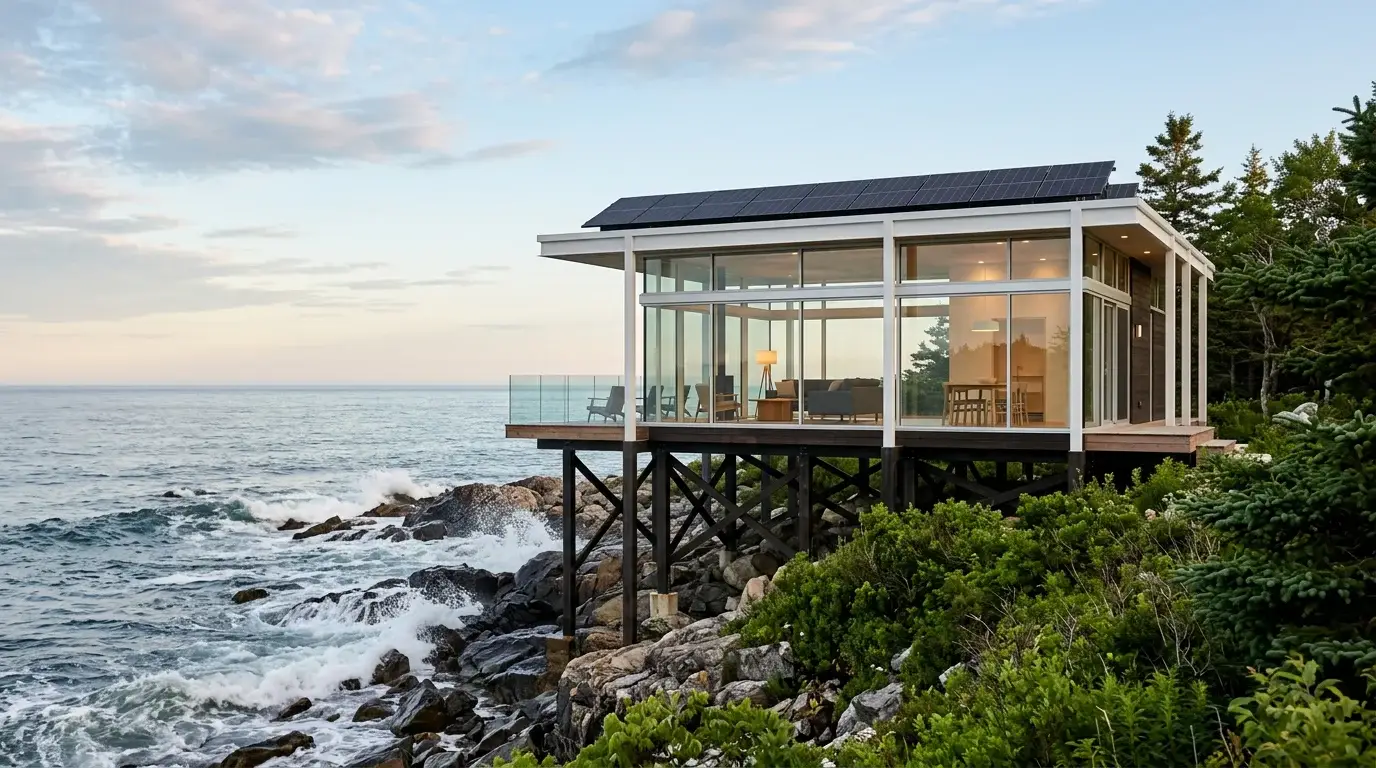 Estudio de arquitectura moderno con grandes ventanales